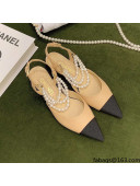 Chanel Lambskin Slingbacks With Imitation Pearls G37534 Apricot 2021