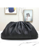 Bottega Veneta The Pouch Soft Oversize Clutch Bag in Python Leather Black 2020