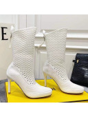 Fendi Reflections Woven Lace Ankle Boots White 2021