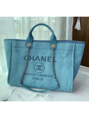 Chanel Mixed Fibers And Calfskin Shopping Bag A66941 Cyan 2020