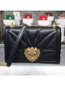 Dolce&Gabbana DG Devotion Medium/Large Shoulder Bag in Quilted Nappa Leather Black 2019