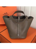 Hermes Togo Calfskin Leather Picotin Lock PM/MM Bag Deep Grey