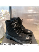 Chanel Fabric Lace-ups Ankle Boots G36424 Black 2021