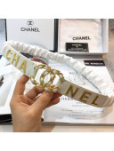 Chanel Stretch Pleated Leather Belt 30mm with CC Buckle AA0539 White 2019