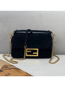 Fendi Small Baguette Suede Shoulder Bag Black 2021 308S