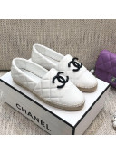 Chanel Quilted Lambskin Flat Espadrilles with White CC White 2021 