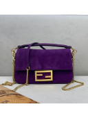 Fendi Small Baguette Suede Shoulder Bag Purple 2021 308S