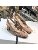 Dior x Moi Slingback Pumps in Nude Cannage Embroidered Mesh 2020