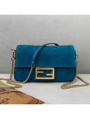Fendi Small Baguette Suede Shoulder Bag Blue 2021 308S