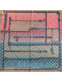 Louis Vuitton Monogram Giant Silk Square Scarf 90x90cm M73357 Blue/Pink 2020