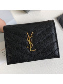 Saint Laurent Monogram Card Case in Grained Leather 530841 Black/Gold 2019