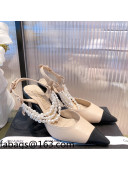 Chanel Lambskin Heeled Pearl Slingback Pumps 9cm G37532 Apricot 2021