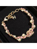 Chanel Chain and Leather Bracelet AB1510 Pink 2019