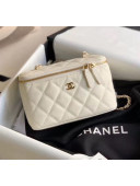 Chanel Grained Calfskin Small Vanity Clutch Bag with Classic Chain AP1341 White 2020