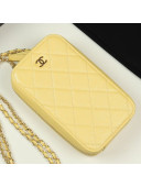 Chanel Iridescent Grained Quilted Calfskin Long Clutch with Chain Yellow 2019