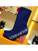 Louis Vuitton Silhouette Oversized Signature Stretch High-Heel Ankle Short Boot Blue 2019