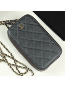 Chanel Iridescent Grained Quilted Calfskin Long Clutch with Chain Black 2019