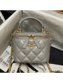 Chanel Lambskin Small Vanity Case with Chain AP2198 Gray 2021