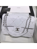 Chanel Pearl Charm Quilted Smooth Calfskin Medium Classic Flap Bag White 2019