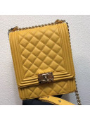 Chanel Quilted Smooth Leather Vertical Boy Flap Bag AS0130 Yellow 2019
