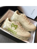 Gucci Rhyton Mask Leather Sneakers with Transparent Sole White/Green 2020 (For Women and Men)