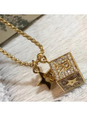 Dior Lucky Dice Pendant Necklace Gold/Crystal 2019