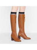 Dior Empreinte Zip High Boots in Brown Calfskin 2020