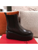 Valentino Uniqueform Calfskin Platform Ankle Short Boots Black 2020