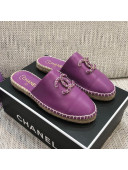 Chanel Chain CC Lambskin Espadrilles Mules Purple 2021