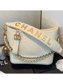 Chanel Crocodile Embossed Calfskin Gabrielle Small Hobo Bag AS0865 White 2019