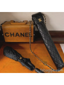 Chanel Quilted Grained Leather Umbrella Cover and Black Umbrella 2020