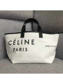 Celine Small Made in Tote in Textile White/Black 2018
