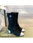 Chanel Suede CC Charm Short Boots Black/Silver 2021