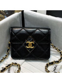 Chanel Leather Flap Coin Purse Wallet with Chain WOC and Plexi & Gold-Tone Metal Black 2021