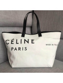 Celine Medium Made in Tote in Textile White/Black 2018
