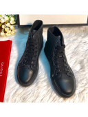 Gucci GG Canvas and Calfskin High-top Sneakers Black 2019  