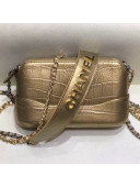 Chanel Metallic Crocodile Embossed Calfskin Gabrielle Clutch with Chain A94505 Gold 2019