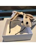 Chanel Silk Dotted Bow Heaband White 2021