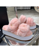 Chanel Double Strap Wool Platform Sandals Pink 2020