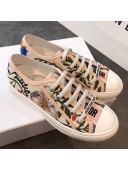 Dior Walk'N'dior Embroidered Flower Cotton Canvas Sneakers Pink/Multicolor 2019