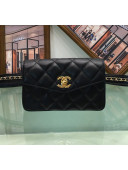 Chanel Lambskin Chain Flap Waist Bag Black 2019