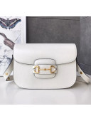 Gucci Leather 1955 Horsebit Small Shoulder Bag 602204 White 2020
