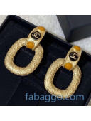 Chanel Engrave Metal Stone Short Earrings Black/Gold 2020
