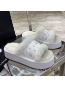 Chanel Crystal CC Platform Sandals White 2020