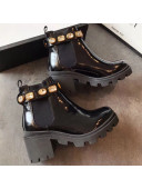 Gucci Smooth Leather Short Platform Boot with Crystal Belt 550036 Black 2019