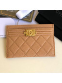 Chanel Quilted Leather Lambskin Boy Card Holder Beige