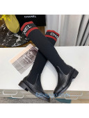 Chanel Knit Stretch Sock High Boots Black/Red 20102001 2020