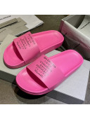 Balenciaga Leather Language Print Flat Slide Sandals Pink 2021 (For Women and Men)