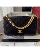 Chanel Wax Quilted Calfskin Medium Classic Flap Bag Black 2019