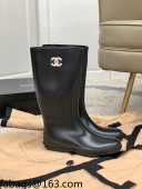 Chanel Vintage Rubber Rain High Boots Black 2021 01